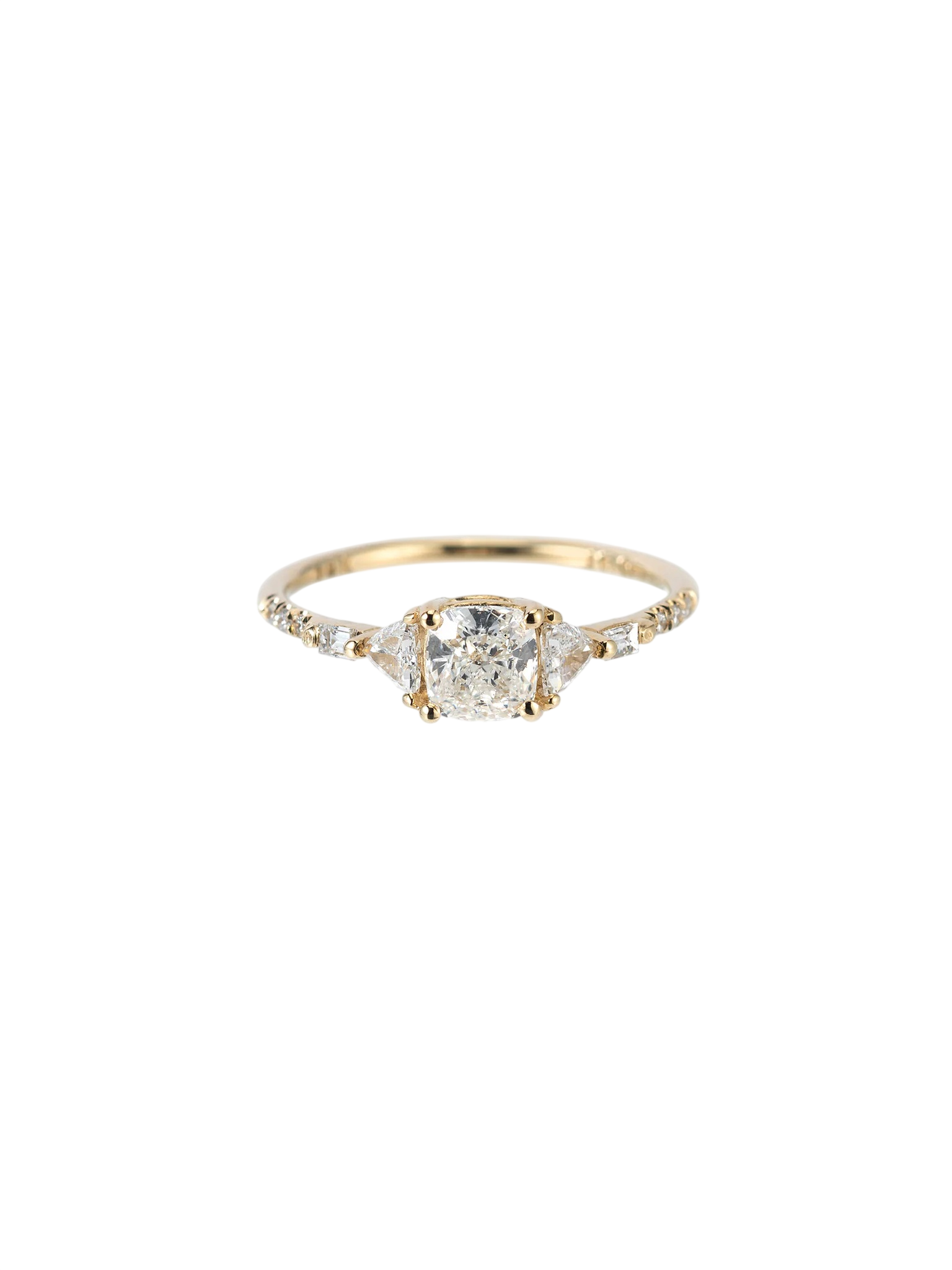 Cushion Trillion Baguette Equilibrium Ring